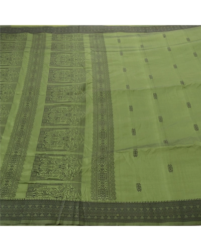 Sanskriti Vintage Green Sarees Art Silk Woven Craft Fabric Premium 5 Yard Sari, PS-55235-Green-Woven Work-Art ( Artificial) Silk-3