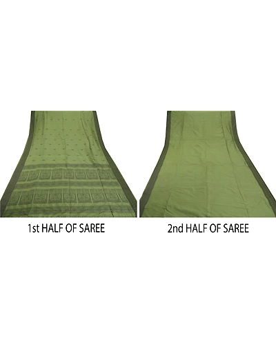 Sanskriti Vintage Green Sarees Art Silk Woven Craft Fabric Premium 5 Yard Sari, PS-55235-Green-Woven Work-Art ( Artificial) Silk-5