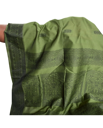 Sanskriti Vintage Green Sarees Art Silk Woven Craft Fabric Premium 5 Yard Sari, PS-55235-Green-Woven Work-Art ( Artificial) Silk-6