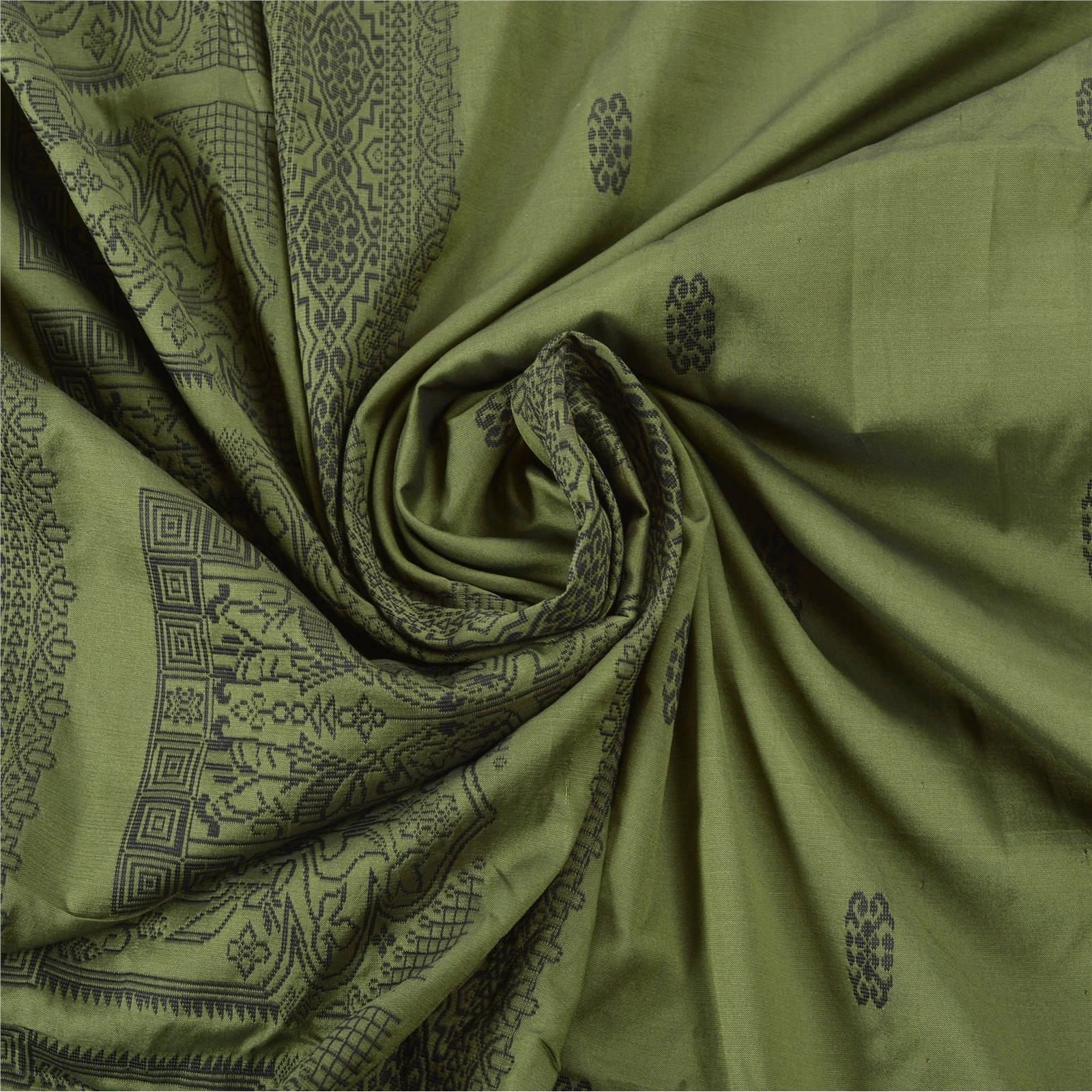 Sanskriti Vintage Green Sarees Art Silk Woven Craft Fabric Premium 5 Yard Sari, PS-55235-Green-Woven Work-Art ( Artificial) Silk-7