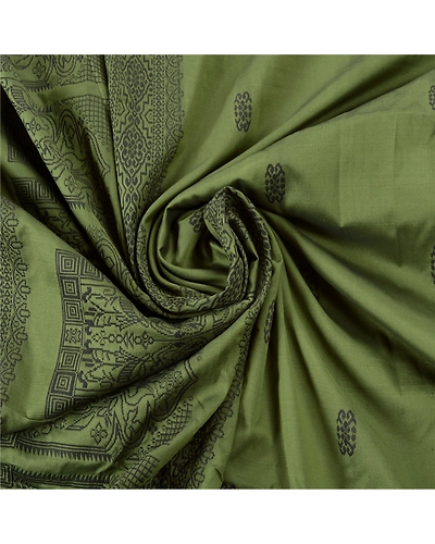 Sanskriti Vintage Green Sarees Art Silk Woven Craft Fabric Premium 5 Yard Sari, PS-55235-Green-Woven Work-Art ( Artificial) Silk-7