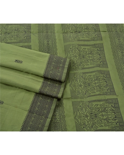Sanskriti Vintage Green Sarees Art Silk Woven Craft Fabric Premium 5 Yard Sari, PS-55235-Green-Woven Work-Art ( Artificial) Silk-8
