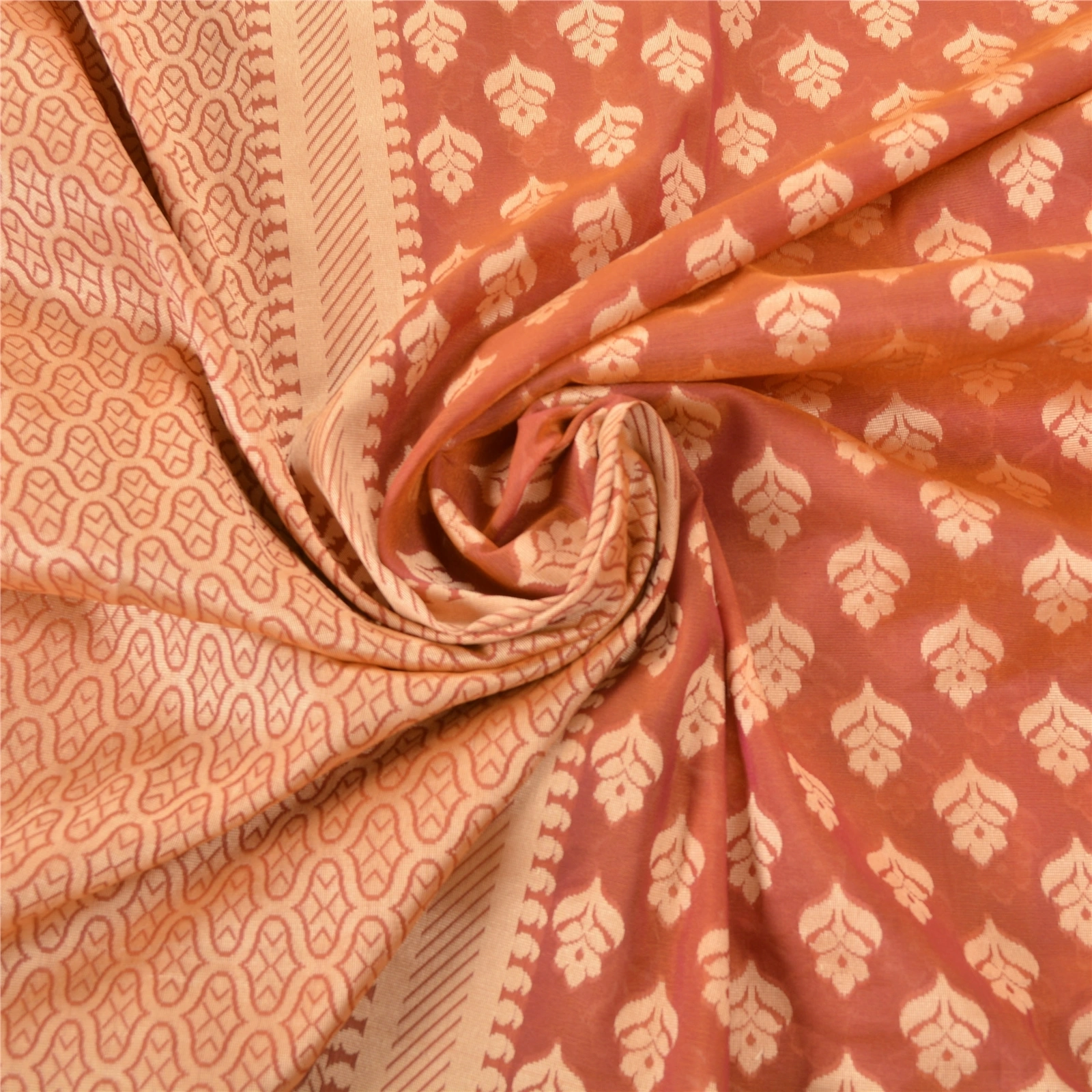 Sanskriti Vintage Indian Sari Peach Art Silk Woven Sarees Craft 5 Yard Fabric, PS-55270-Shade Of Peach-Woven Work-Art ( Artificial) Silk-7