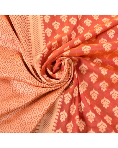 Sanskriti Vintage Indian Sari Peach Art Silk Woven Sarees Craft 5 Yard Fabric, PS-55270-Shade Of Peach-Woven Work-Art ( Artificial) Silk-7