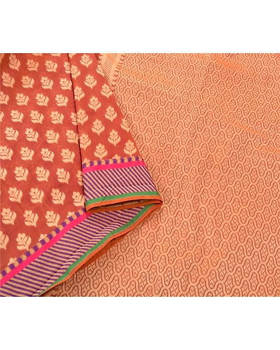 Sanskriti Vintage Indian Sari Peach Art Silk Woven Sarees Craft 5 Yard Fabric, PS-55270-Shade Of Peach-Woven Work-Art ( Artificial) Silk-8
