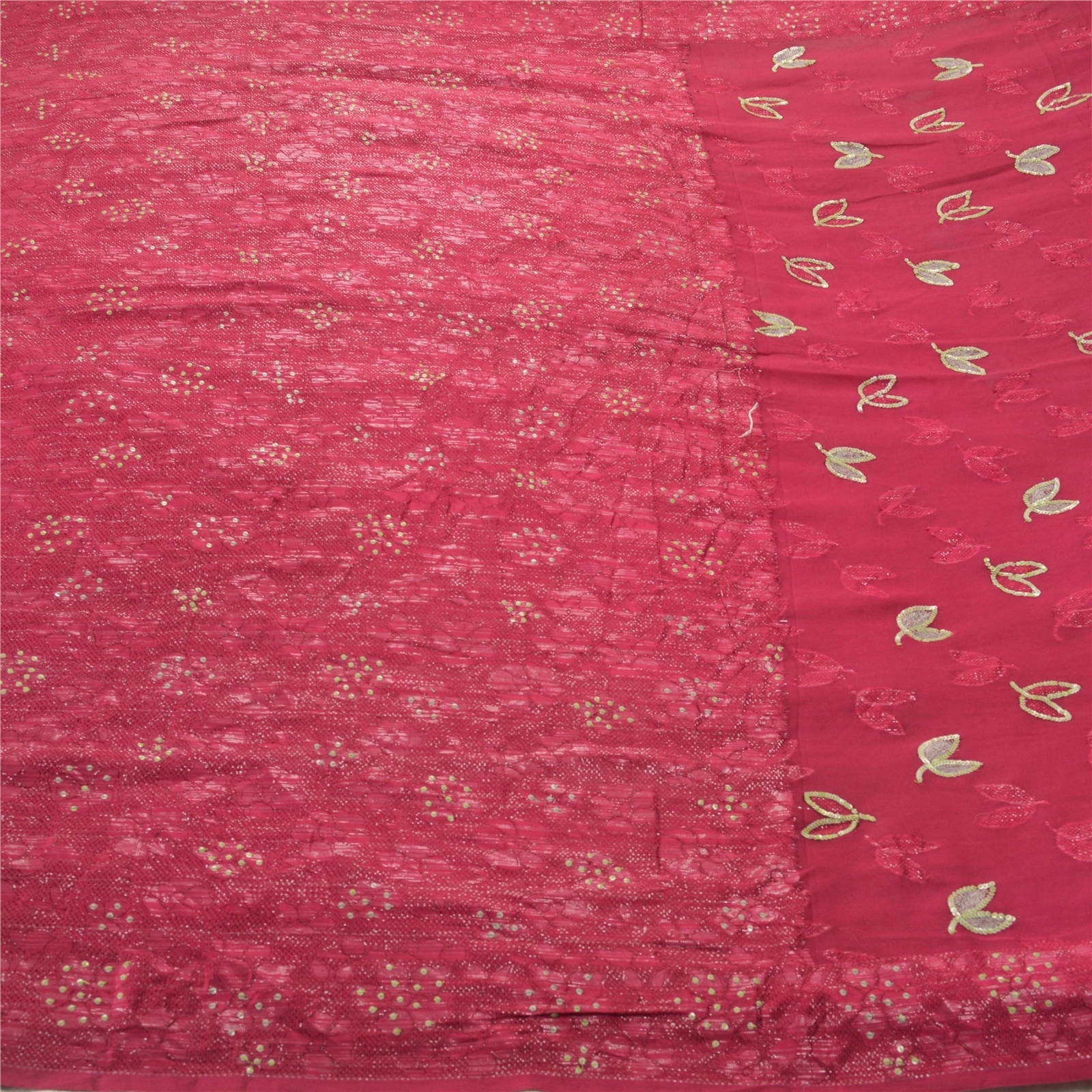 Sanskriti Vintage Sarees Pure Georgette Silk Hand Beaded Fabric Bollywood Sari, PS-55297-Pink-Sequins Work-100% Pure Georgette Silk-3