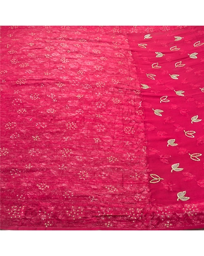 Sanskriti Vintage Sarees Pure Georgette Silk Hand Beaded Fabric Bollywood Sari, PS-55297-Pink-Sequins Work-100% Pure Georgette Silk-3