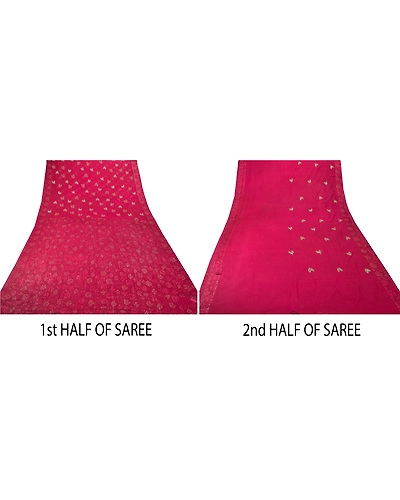 Sanskriti Vintage Sarees Pure Georgette Silk Hand Beaded Fabric Bollywood Sari, PS-55297-Pink-Sequins Work-100% Pure Georgette Silk-5