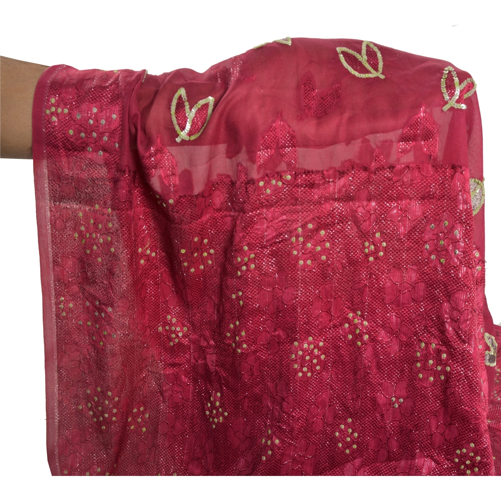 Sanskriti Vintage Sarees Pure Georgette Silk Hand Beaded Fabric Bollywood Sari, PS-55297-Pink-Sequins Work-100% Pure Georgette Silk-6