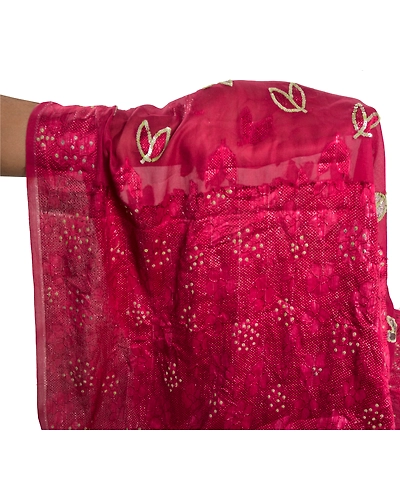 Sanskriti Vintage Sarees Pure Georgette Silk Hand Beaded Fabric Bollywood Sari, PS-55297-Pink-Sequins Work-100% Pure Georgette Silk-6