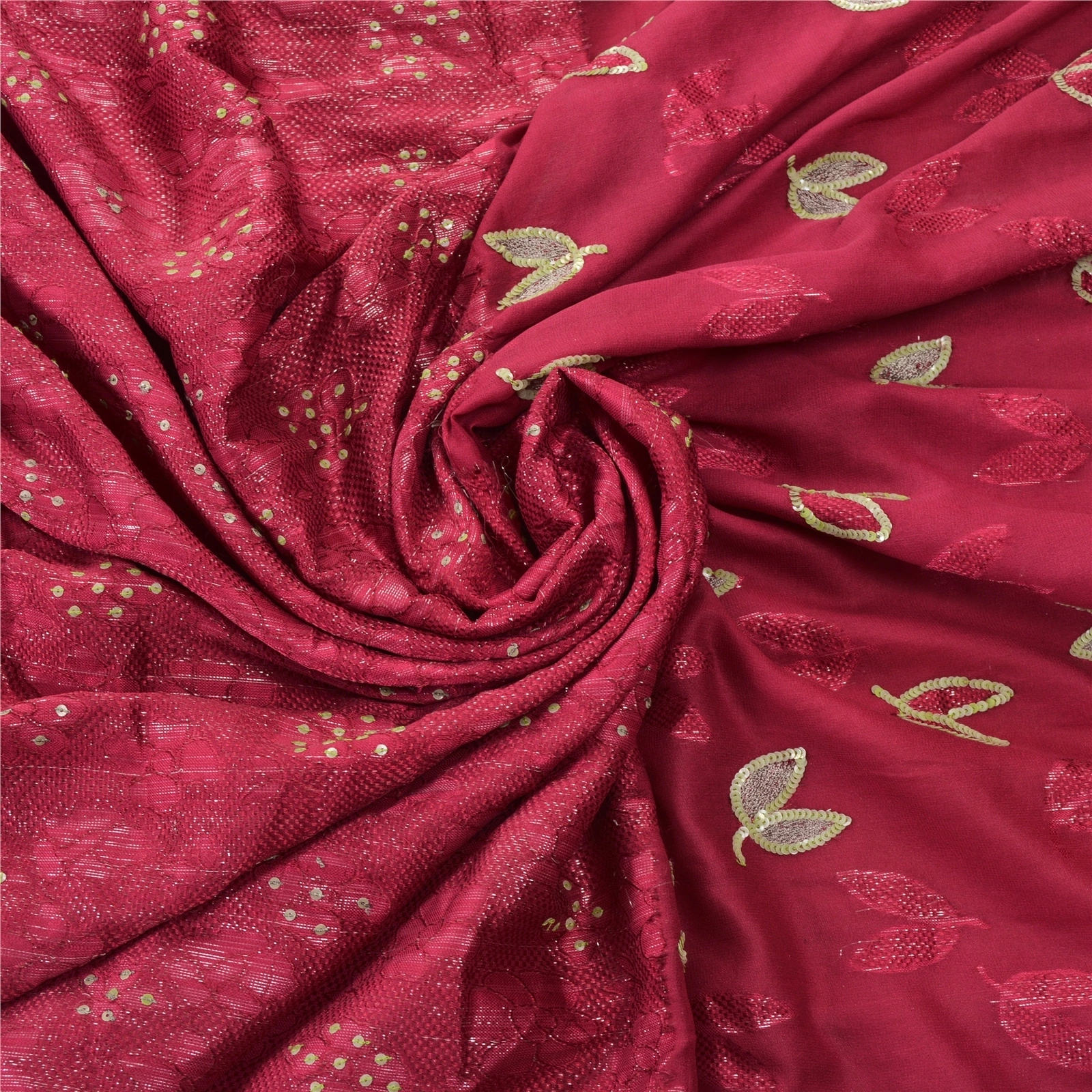 Sanskriti Vintage Sarees Pure Georgette Silk Hand Beaded Fabric Bollywood Sari, PS-55297-Pink-Sequins Work-100% Pure Georgette Silk-7