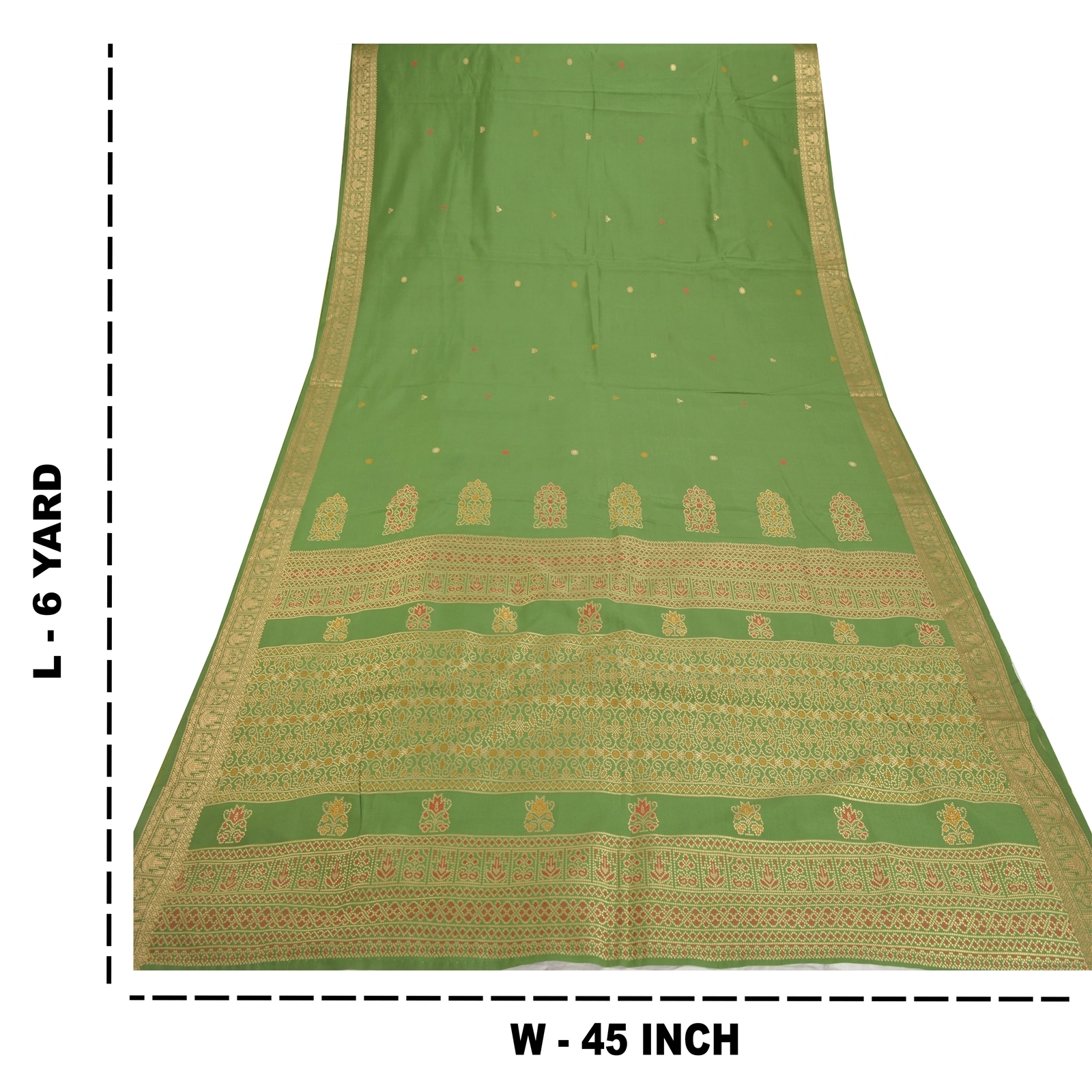 Sanskriti Vintage Green Indian Sari Art Silk Woven Craft Fabric Premium Sarees, PS-55340-Green-Woven Work-Art ( Artificial) Silk-1