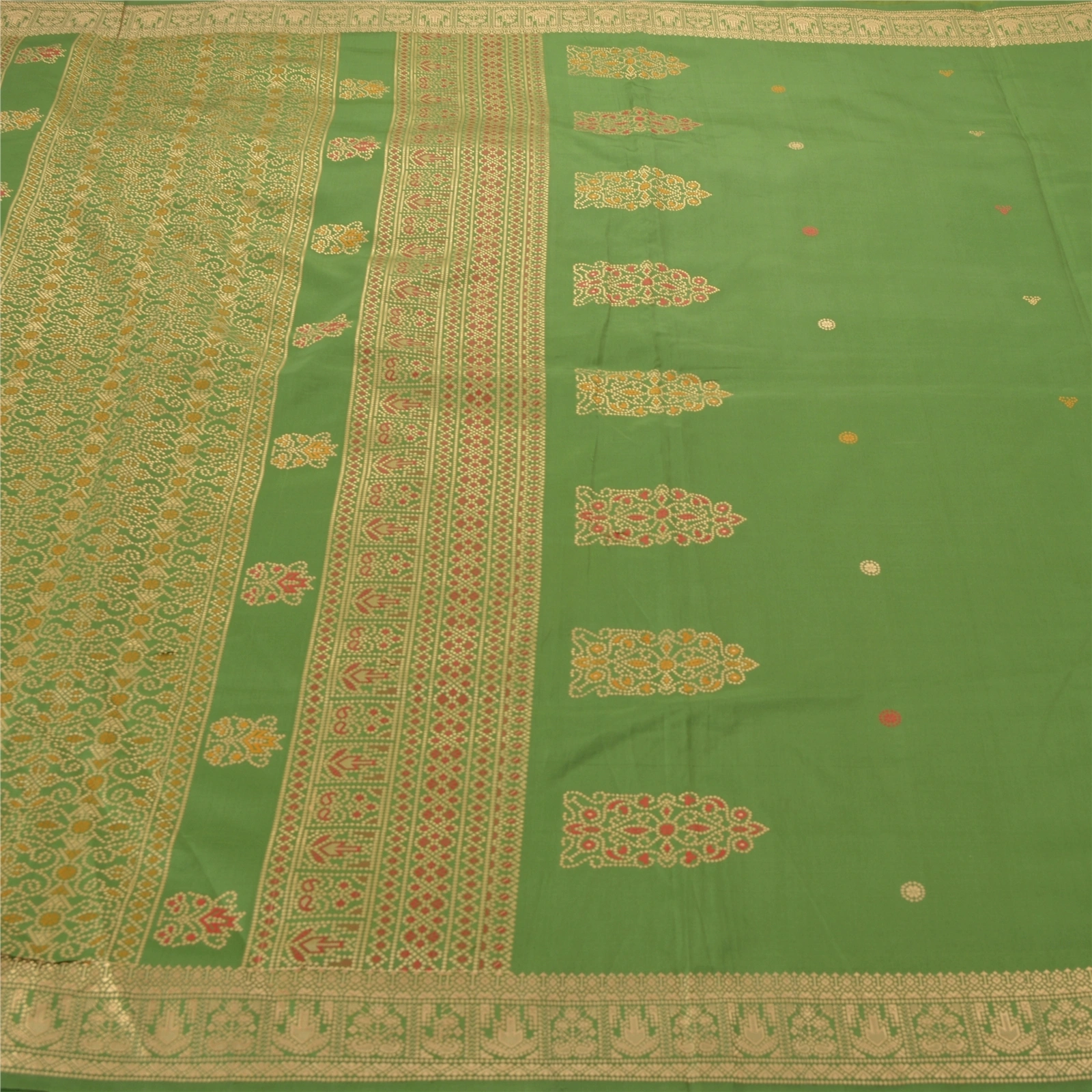 Sanskriti Vintage Green Indian Sari Art Silk Woven Craft Fabric Premium Sarees, PS-55340-Green-Woven Work-Art ( Artificial) Silk-3