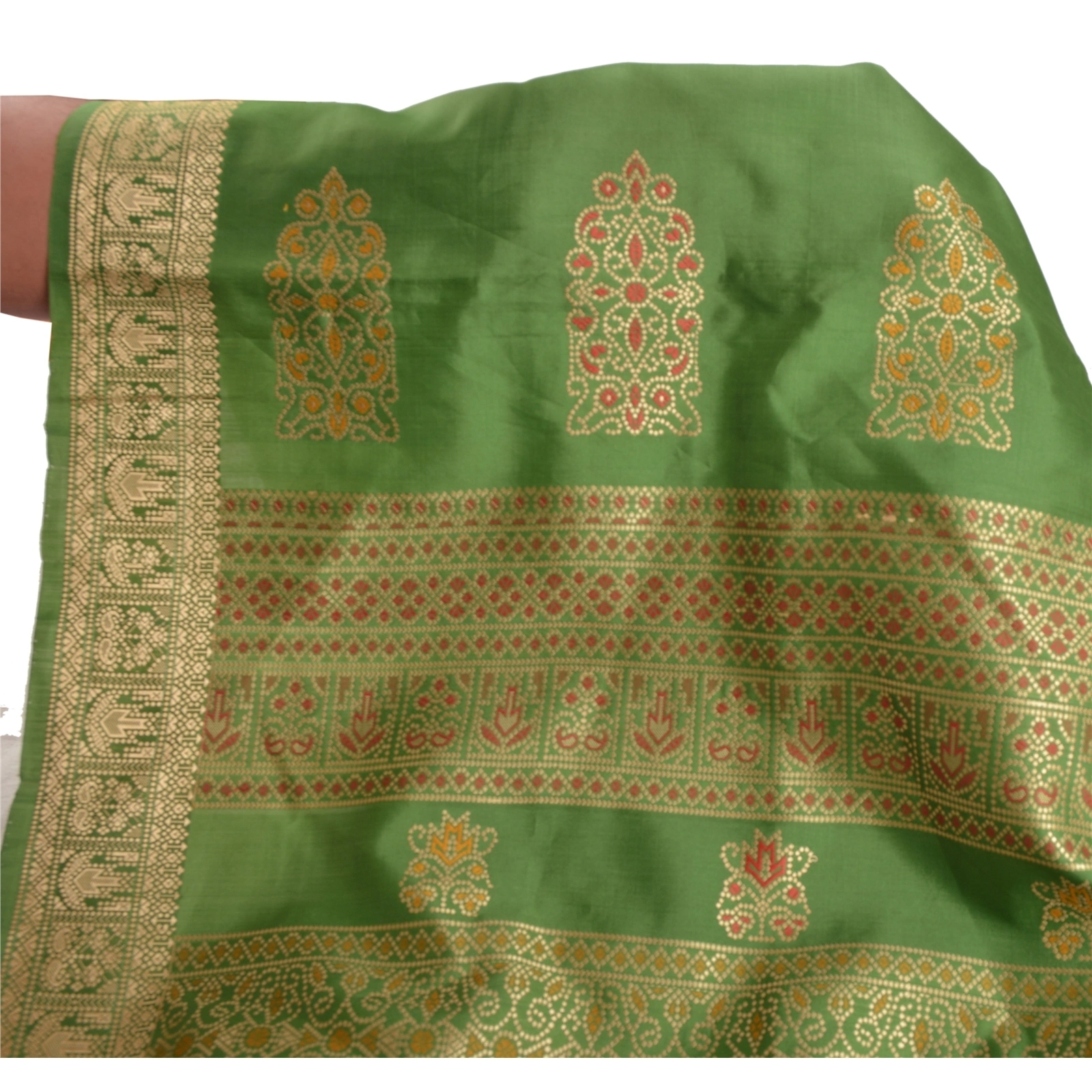 Sanskriti Vintage Green Indian Sari Art Silk Woven Craft Fabric Premium Sarees, PS-55340-Green-Woven Work-Art ( Artificial) Silk-5