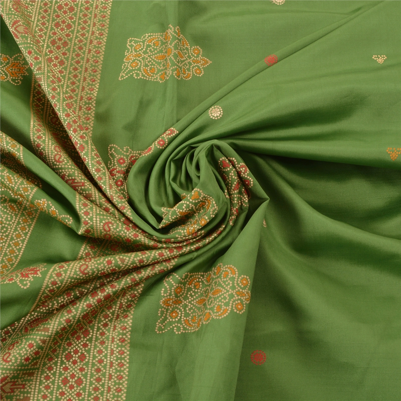 Sanskriti Vintage Green Indian Sari Art Silk Woven Craft Fabric Premium Sarees, PS-55340-Green-Woven Work-Art ( Artificial) Silk-6