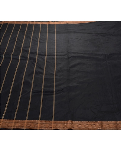 Sanskriti Vintage Indian Sari Art ( Artificial) Silk Black Sarees Woven Fabric, PS-55373-Black-Woven Work-Art ( Artificial) Silk-3