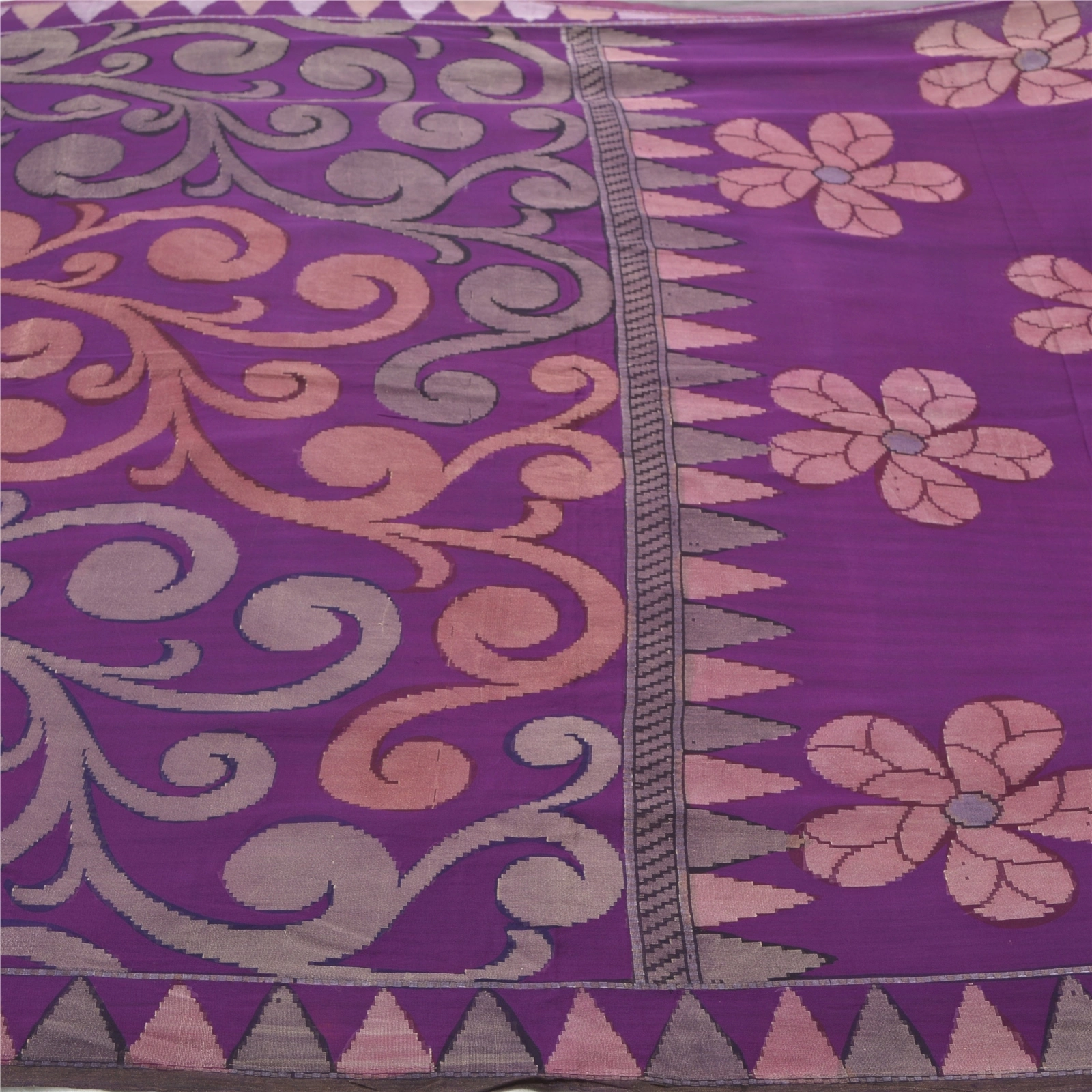 Sanskriti Vintage Purple Saree Georgette Woven Fabric Bollywood 5 Yard Sari, PS-55375-Purple-Woven Work-Georgette-3