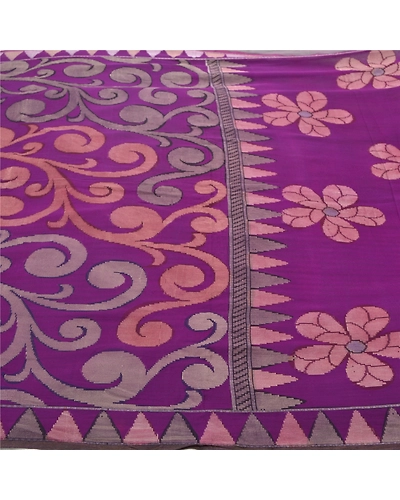 Sanskriti Vintage Purple Saree Georgette Woven Fabric Bollywood 5 Yard Sari, PS-55375-Purple-Woven Work-Georgette-3