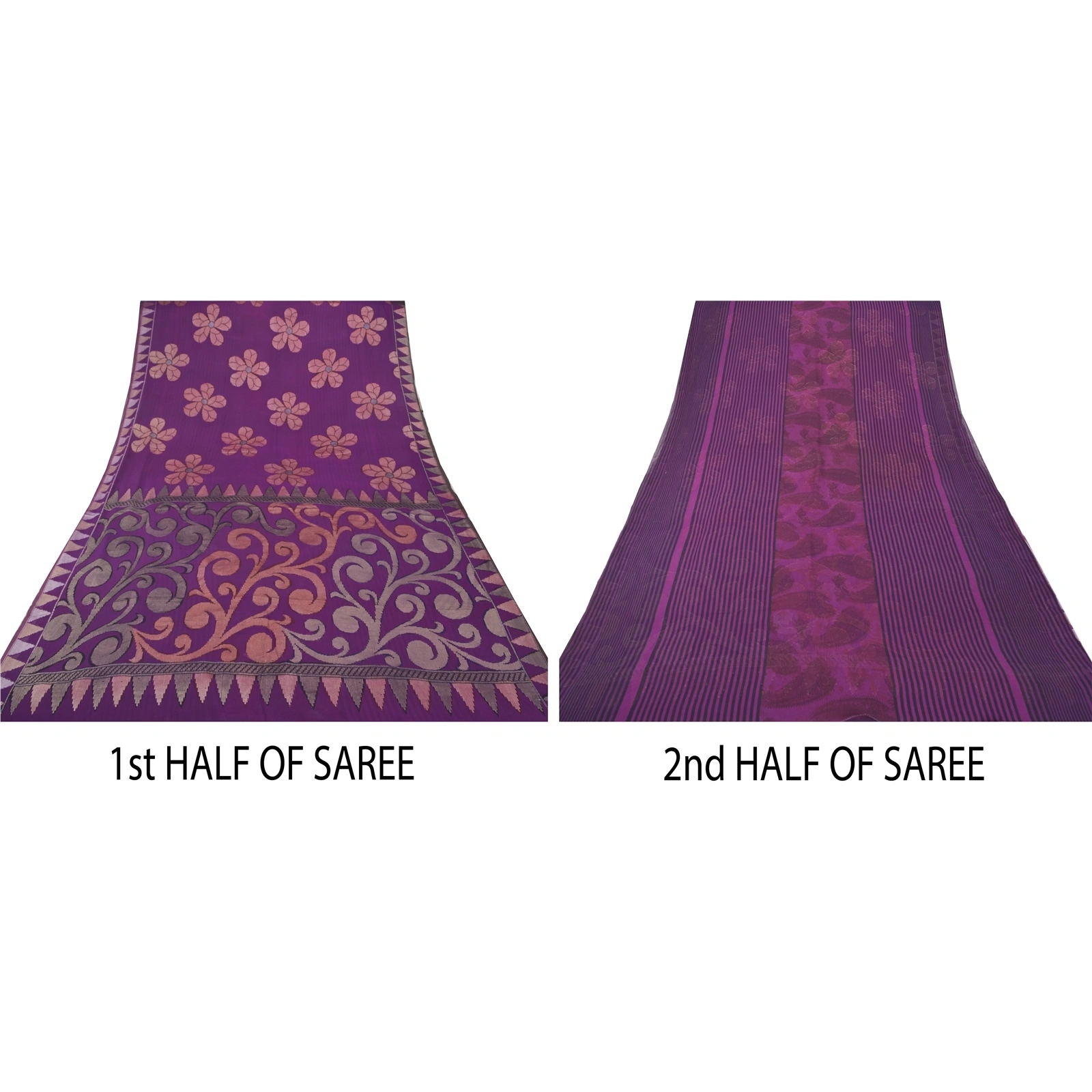 Sanskriti Vintage Purple Saree Georgette Woven Fabric Bollywood 5 Yard Sari, PS-55375-Purple-Woven Work-Georgette-5