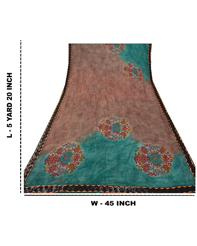 Sanskriti Vintage Sarees Pure Georgette Silk Embroidered Fabric Bollywood Sari, PS-55386-Green-Printed Work-100% Pure Georgette Silk-1