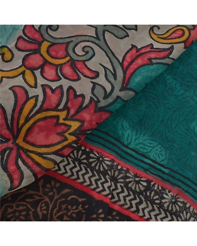 Sanskriti Vintage Sarees Pure Georgette Silk Embroidered Fabric Bollywood Sari, PS-55386-Green-Printed Work-100% Pure Georgette Silk-2