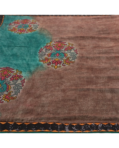 Sanskriti Vintage Sarees Pure Georgette Silk Embroidered Fabric Bollywood Sari, PS-55386-Green-Printed Work-100% Pure Georgette Silk-3