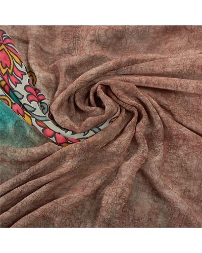 Sanskriti Vintage Sarees Pure Georgette Silk Embroidered Fabric Bollywood Sari, PS-55386-Green-Printed Work-100% Pure Georgette Silk-6
