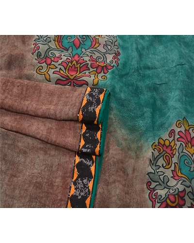 Sanskriti Vintage Sarees Pure Georgette Silk Embroidered Fabric Bollywood Sari, PS-55386-Green-Printed Work-100% Pure Georgette Silk-7