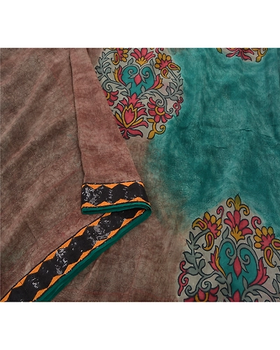 Sanskriti Vintage Sarees Pure Georgette Silk Embroidered Fabric Bollywood Sari, PS-55386-Green-Printed Work-100% Pure Georgette Silk-9
