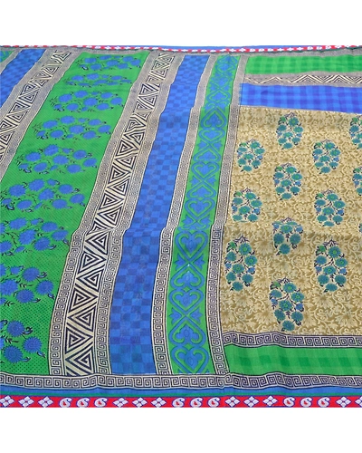 Sanskriti Vintage Sarees Art Silk Printed Craft Fabric Premium Sari Blouse Pc, PS-55418-Multi Color-Printed Work-Art (Artificial) Silk-3