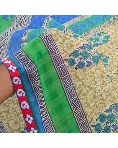 Sanskriti Vintage Sarees Art Silk Printed Craft Fabric Premium Sari Blouse Pc, PS-55418-Multi Color-Printed Work-Art (Artificial) Silk-4