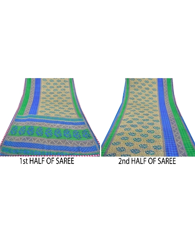 Sanskriti Vintage Sarees Art Silk Printed Craft Fabric Premium Sari Blouse Pc, PS-55418-Multi Color-Printed Work-Art (Artificial) Silk-5