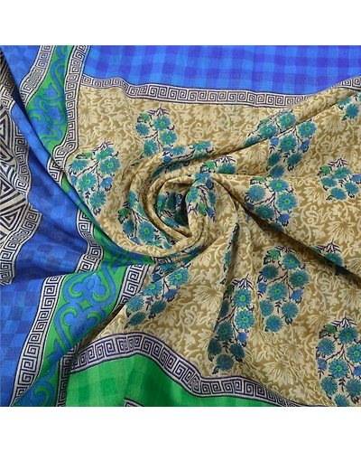Sanskriti Vintage Sarees Art Silk Printed Craft Fabric Premium Sari Blouse Pc, PS-55418-Multi Color-Printed Work-Art (Artificial) Silk-7