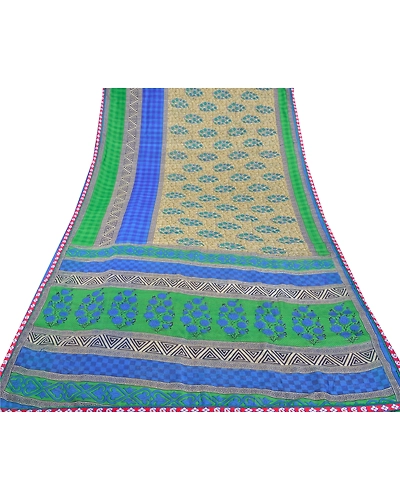 Sanskriti Vintage Sarees Art Silk Printed Craft Fabric Premium Sari Blouse Pc, PS-55418-Multi Color-Printed Work-Art (Artificial) Silk-9