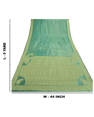Sanskriti Vintage Green Sarees 100% Pure Silk Woven Indian Sari Premium Fabric, PS-55438-Green-Woven Work-Art (Artificial) Silk-1