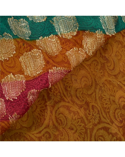 Sanskriti Vintage Mustard Sarees Pure Georgette Silk Woven Fabric Premium Sari, PS-55448-Shade Of Mustard-Woven Work-100% Pure Georgette Silk-2