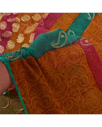Sanskriti Vintage Mustard Sarees Pure Georgette Silk Woven Fabric Premium Sari, PS-55448-Shade Of Mustard-Woven Work-100% Pure Georgette Silk-5