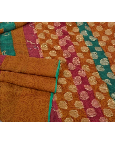 Sanskriti Vintage Mustard Sarees Pure Georgette Silk Woven Fabric Premium Sari, PS-55448-Shade Of Mustard-Woven Work-100% Pure Georgette Silk-7