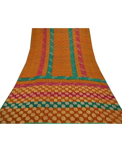 Sanskriti Vintage Mustard Sarees Pure Georgette Silk Woven Fabric Premium Sari, PS-55448-Shade Of Mustard-Woven Work-100% Pure Georgette Silk-8