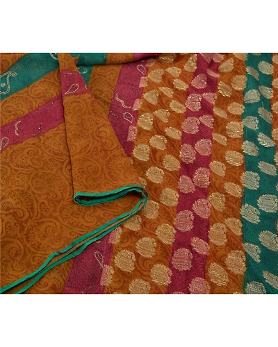 Sanskriti Vintage Mustard Sarees Pure Georgette Silk Woven Fabric Premium Sari, PS-55448-Shade Of Mustard-Woven Work-100% Pure Georgette Silk-9