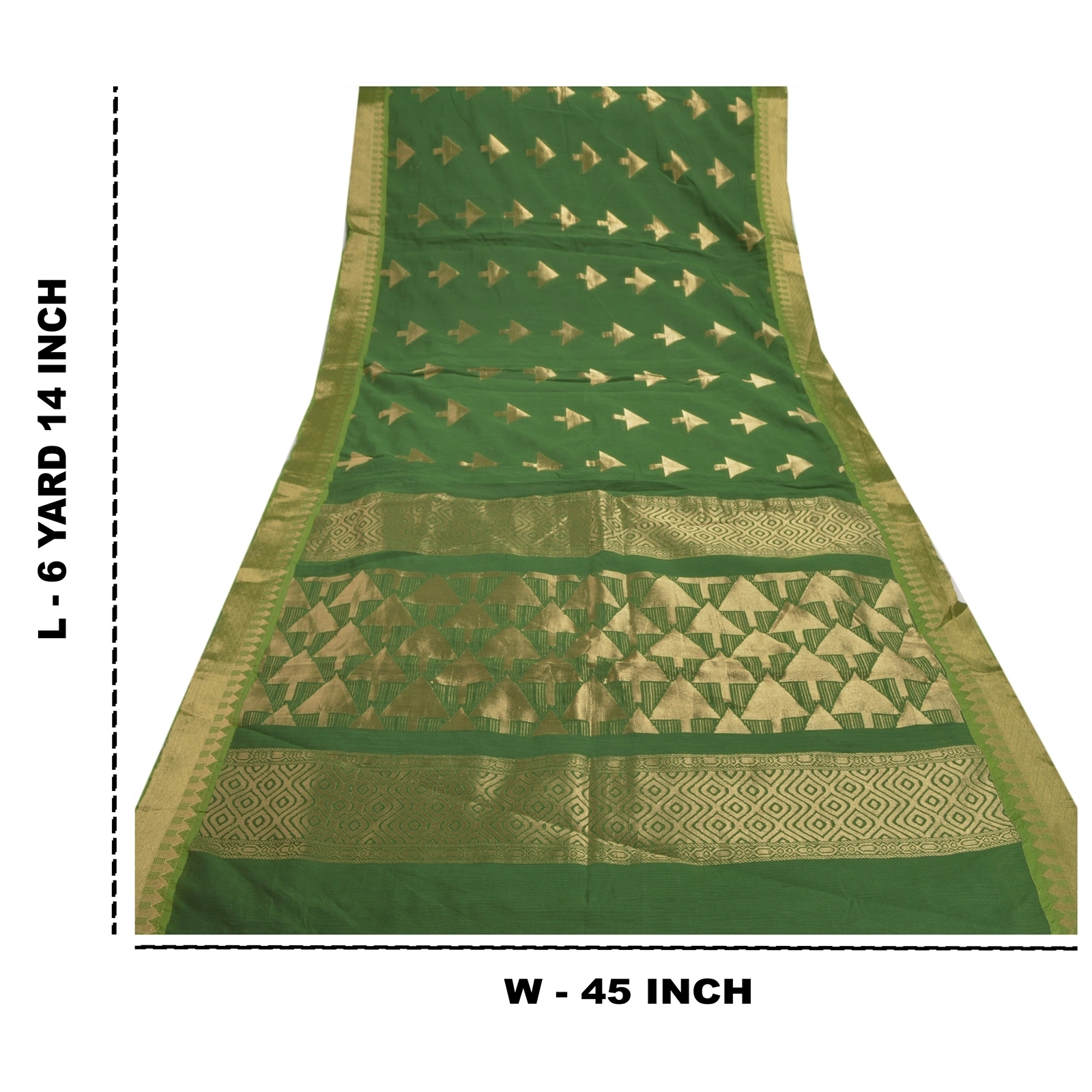 Sanskriti Vintage Green Sarees Blend Silk Woven Brocade Sari Premium 5 Yd Fabric, PS-55512-Green-Zari Work-Blend Silk-1