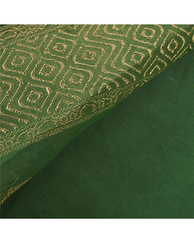 Sanskriti Vintage Green Sarees Blend Silk Woven Brocade Sari Premium 5 Yd Fabric, PS-55512-Green-Zari Work-Blend Silk-2