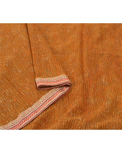 Sanskriti Vintage Green Sarees Pure Georgette Silk Embroidered Sari Craft Fabric, PS-55531-Shade Of Green-Lace Work-100% Pure Georgette Silk-9