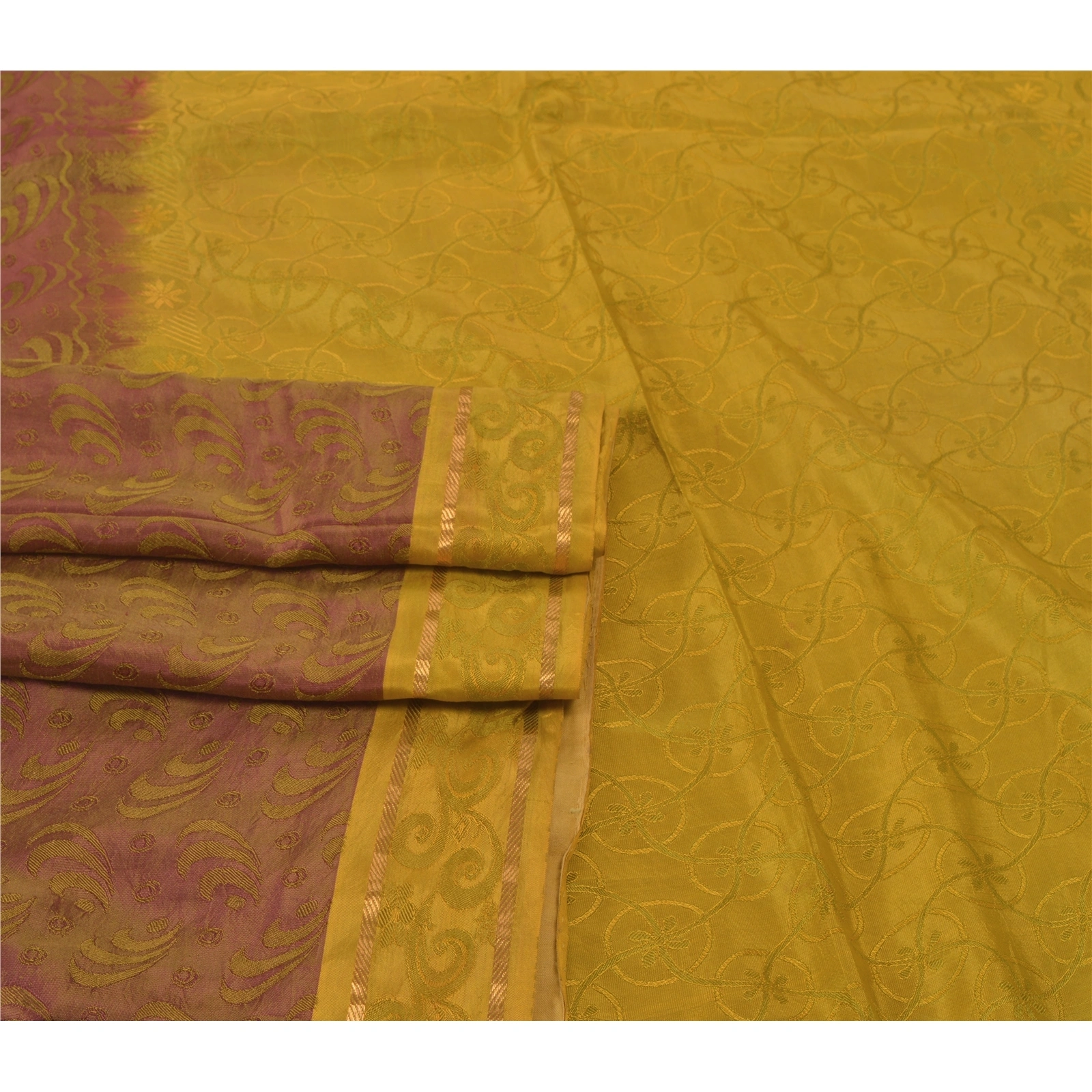 Sanskriti Vintage Green Indian Sari 100% Pure Silk Sarees Premium Craft Fabric, PS-55592-Shade Of Green-Woven Work-100% Pure Silk-7