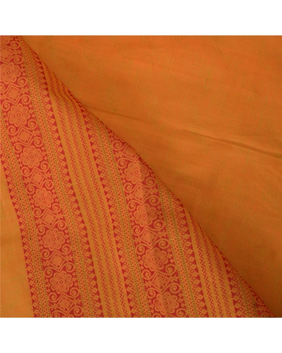 Sanskriti Vintage Mustard Sarees Blend Cotton Sari Woven Premium Craft Fabric, PS-55616-Shade Of Mustard-Woven Work-Blend Cotton-2