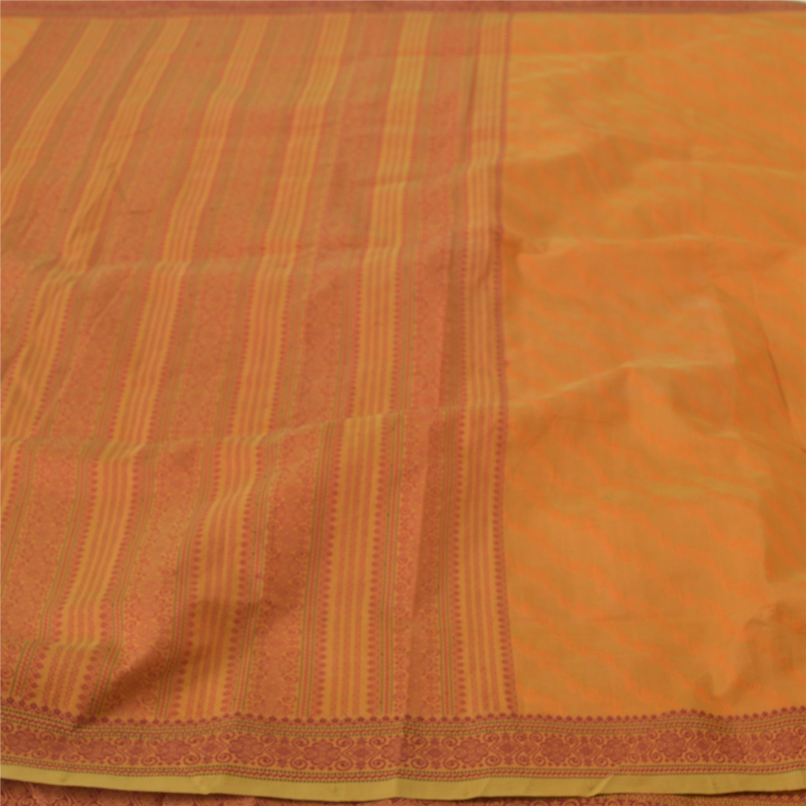 Sanskriti Vintage Mustard Sarees Blend Cotton Sari Woven Premium Craft Fabric, PS-55616-Shade Of Mustard-Woven Work-Blend Cotton-3