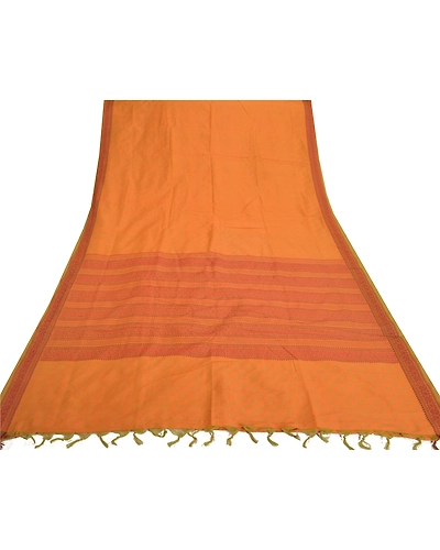 Sanskriti Vintage Mustard Sarees Blend Cotton Sari Woven Premium Craft Fabric, PS-55616-Shade Of Mustard-Woven Work-Blend Cotton-8