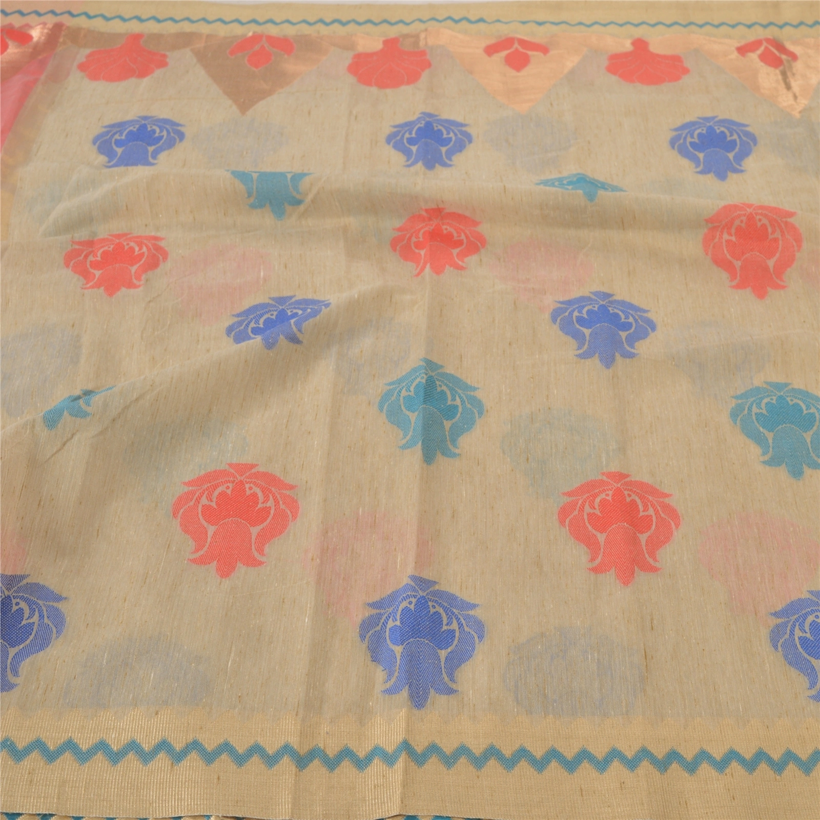 Sanskriti Vintage Cream Indian Sari Art Silk Sarees Woven Craft Premium Fabric, PS-55623-Cream-Woven Work-Art (Artificial) Silk-4