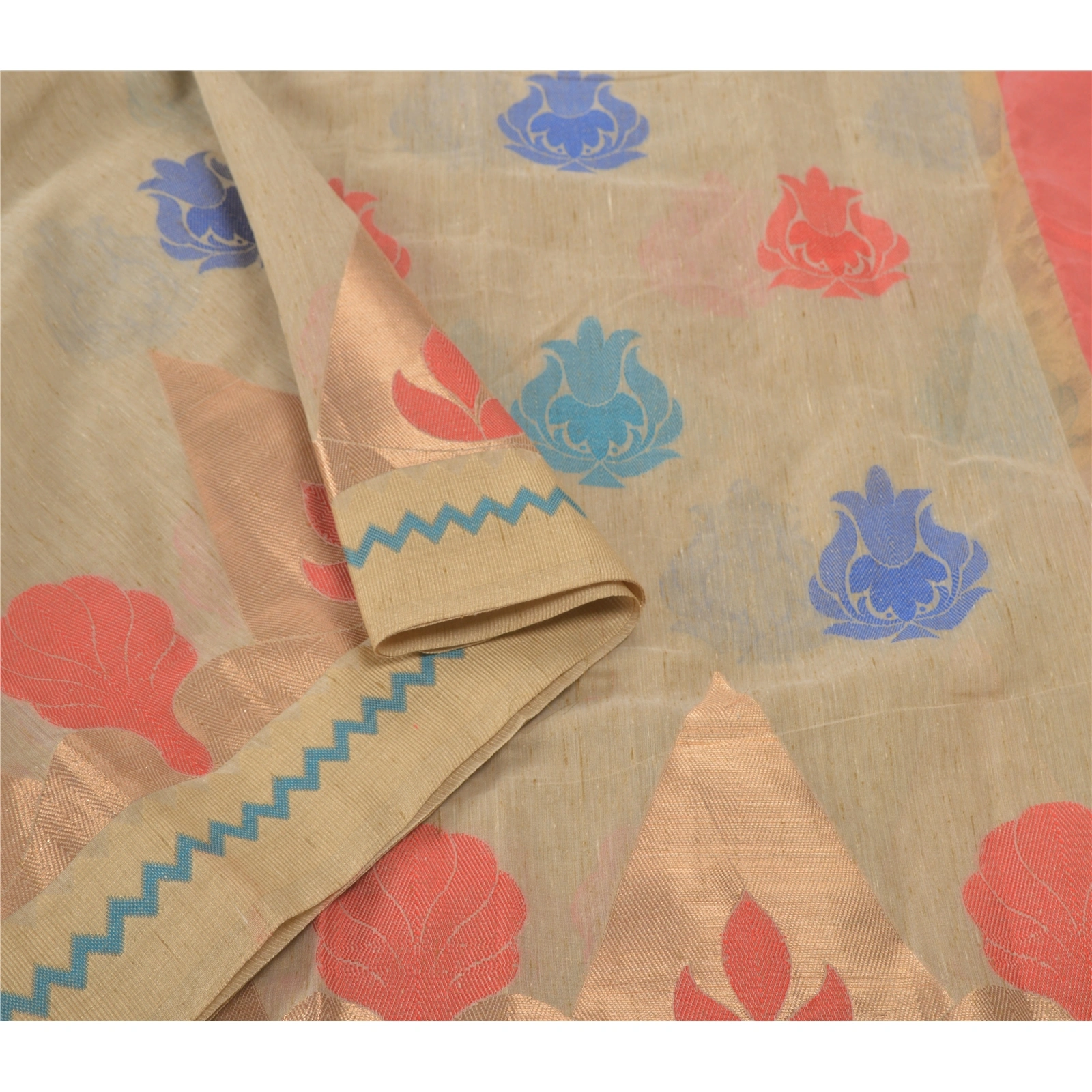 Sanskriti Vintage Cream Indian Sari Art Silk Sarees Woven Craft Premium Fabric, PS-55623-Cream-Woven Work-Art (Artificial) Silk-10