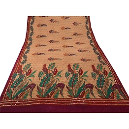 Sanskriti Vintage Sarees Blend Georgette Hand Beaded Fabric Premium Indian Sari, PS-44994
